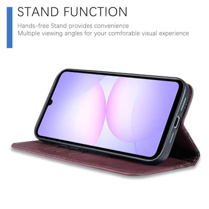 Wallet Case for Samsung Galaxy A07/A06 5G 6.7 inch 2025/2024 - PU Leather Flip Cover with Card Holder Slots, Strong Magnetic Folio Phone Case, Wine Red - color: Wine Red, size: Samsung Galaxy A07/A06 6.7"