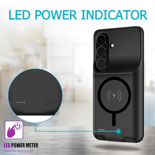 Battery Case for Galaxy S26 Plus,Upgraded 12000mAh High Capacity Rechargeable Portable Protective Extended Charger Case Wireless Charging Compatible with s26 plus (6.7 inch) Charging Case & Carplay - size: Galaxy S26 Plus