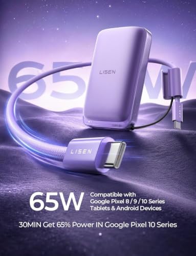 LISEN Magnetic Portable Charger Power Bank for iPhone 10000mAh - color: Soft Violet