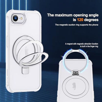 SKYLMW Compatible with iPhone 16e/17e Case with Stand,Translucent | iPhone 16e Case iPhone 17e Case 6.1",Magnetic Ring Stand,Compatible with MagSafe,Military-Grade Protection,Great Grip Feeling - color: Translucent, size: Iphone 16e & Iphone 17e