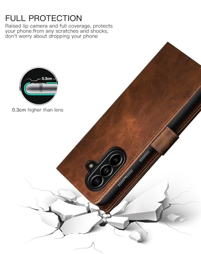 Feitenn for Samsung Galaxy A37 5G (6.7") Case Wallet 2026 with 4 Card Holders Kickstand, PU Flip Leather Magnetic Closure Folio Shockproof Protective Cover, Brown - color: Brown, size: Samsung Galaxy A37 5G