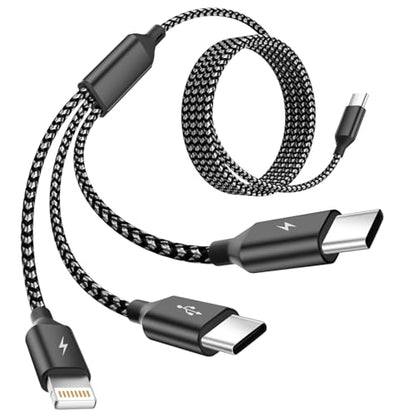 MPATIBY USB C Multi Charging Cable [1Pack 5FT], 3 in 1 Charging Cable - color: Black+Grey, size: 1Pack5FT