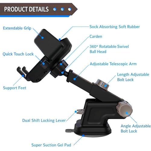 Windshield Suction Car Phone Mount | Rotatable Adjustable Dashboard Phone Holder | Universal Phone Mount for Car Dashboard and Wind Shield | Durable Cell Phone Automobile Cradles Auto Accessories - style: F