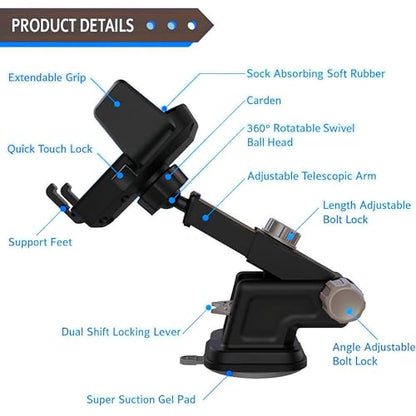 Windshield Suction Car Phone Mount | Rotatable Adjustable Dashboard Phone Holder | Universal Phone Mount for Car Dashboard and Wind Shield | Durable Cell Phone Automobile Cradles Auto Accessories - style: F