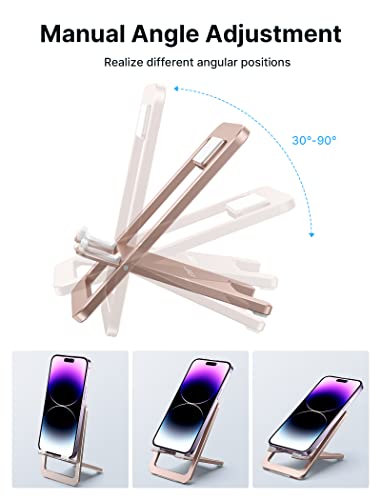 JSAUX Fold-Flat Cell Phone Stand, Adjustable Desk Holder-Pink - color: Pink, size: 1-PACK