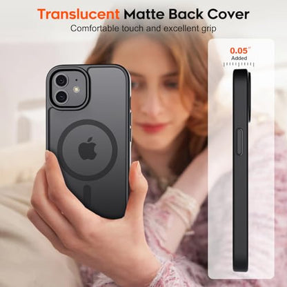 zapica Magnetic for iPhone 11 Phone Case, Black | Compatible with MagSafe, Military Grade Drop Protection, Translucent Matte Anti-Scratch Phone Cover - color: Black, size: Iphone 11 6.1''