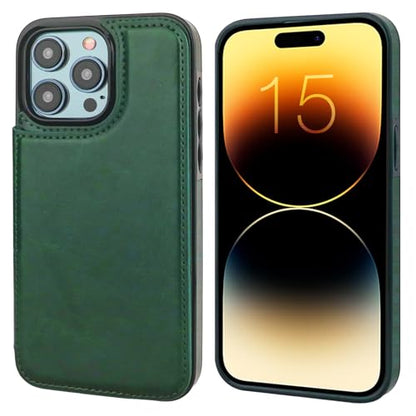ONETOP for iPhone 15 Pro Max Wallet Case with Credit Card Holder,Green | Kickstand,ID/Cash Holder,Case Wallet with Card Slots,Double Magnetic Clasp,Durable PU Leather Shockproof Cover for Women Men - color: Green