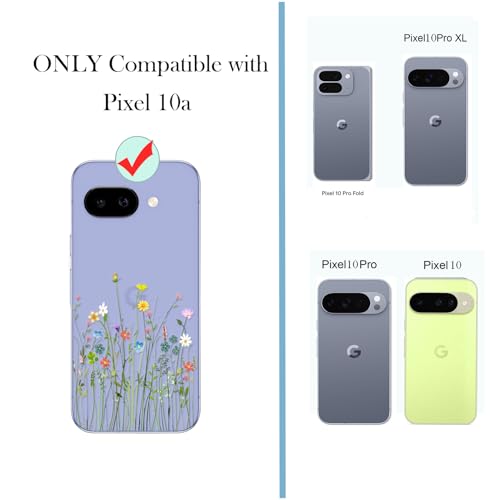 Unov for Pixel 10a Case, Clear with Design, Slim Fit Good Grip, Embossed Phone Case, Shockproof Protective Cover, Raised Camera Protection, Soft TPU, Flower Bouquet - color: Flower Bouquet