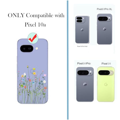 Unov for Pixel 10a Case, Clear with Design, Slim Fit Good Grip, Embossed Phone Case, Shockproof Protective Cover, Raised Camera Protection, Soft TPU, Flower Bouquet - color: Flower Bouquet