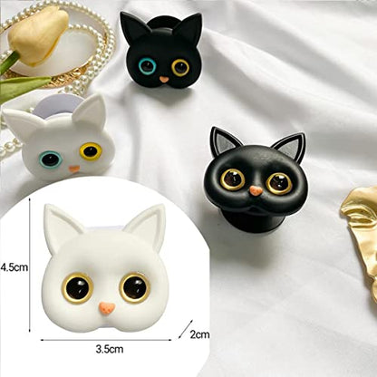 2/4Pack 3D Cute Kitten Phone Holder with Mini Mirror,Phone Grip with Small Makeup Mirror,Cute Cat Phone Folding Bracket,3D Cute Cat Cellphone Foldable Finger Grip Holder for All Smartphones (2Pcs-B) - color: 2Pcs-B