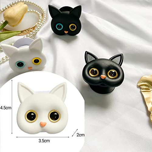 2/4Pack 3D Cute Kitten Phone Holder with Mini Mirror,Phone Grip with Small Makeup Mirror,Cute Cat Phone Folding Bracket,3D Cute Cat Cellphone Foldable Finger Grip Holder for All Smartphones (2Pcs-C) - color: 2Pcs-C