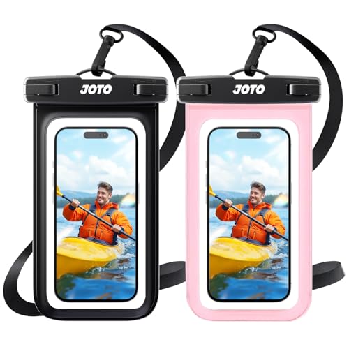 JOTO 2 Pack Waterproof Phone Pouch Case Up to 7", IPX8 Underwater Phone Case Cellphone Dry Bag for iPhone 17/Air 16 15 14 13 12 Pro Max Xs Max XR X 8 7 6S Plus SE/Galaxy S24 S23 S22 - Black & Pink | Fits iPhone 17/Air 16 15 14 13 12 Pro Max Xs XR X 8 7 6S