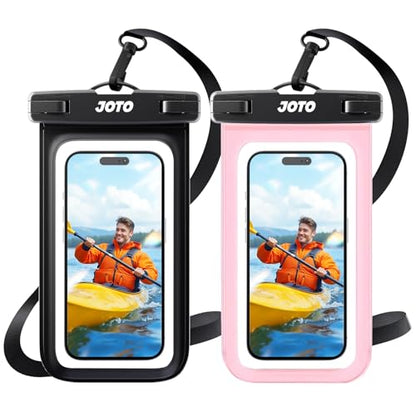 JOTO 2 Pack Waterproof Phone Pouch Case Up to 7", IPX8 Underwater Phone Case Cellphone Dry Bag for iPhone 17/Air 16 15 14 13 12 Pro Max Xs Max XR X 8 7 6S Plus SE/Galaxy S24 S23 S22 - Black & Pink | Fits iPhone 17/Air 16 15 14 13 12 Pro Max Xs XR X 8 7 6S