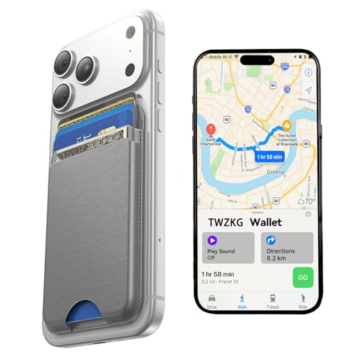 TWZKG for MagSafe Wallet, Works with Apple Find My,5 Card Holder, Slim Magnetic Phone Wallet for iPhone 17/16/15/14/13/12 Pro Max Plus Air, RFID Blocking Vegan Leather,Grey - color: Findmy Dark Grey