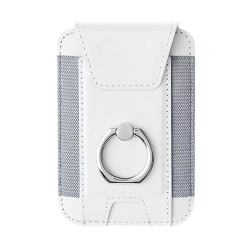 Magnetic Card Wallet Holder For Magsafe Wallets with Grip, 7 Cards Holder RFID Blocking, Ring Stand Stick on Wallet, Leather Magnetic Phone Wallet with Privacy Flap - color: white elastic circular support
