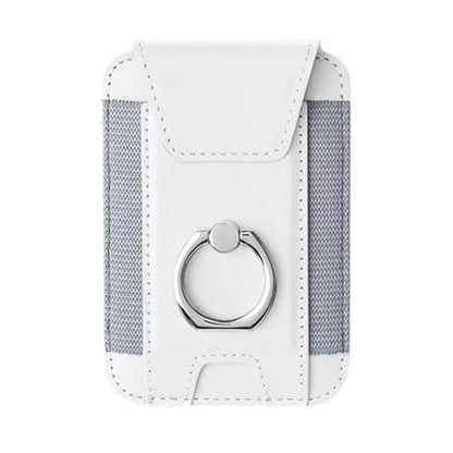 Magnetic Card Wallet Holder For Magsafe Wallets with Grip, 7 Cards Holder RFID Blocking, Ring Stand Stick on Wallet, Leather Magnetic Phone Wallet with Privacy Flap - color: white elastic circular support