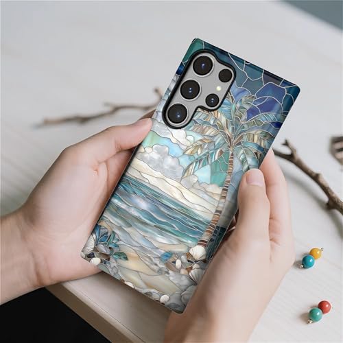 Case for Samsung Galaxy S23 Ultra,Anti-Scratch Full-Body Cover Shockproof Slim Design Case,PC Hard Shell & Silicone Inner Bumper -Beach Palm Tree - color: Beach Palm Tree, size: Galaxy S23 Ultra
