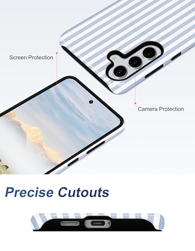 Magnetic Striped Phone Case for Samsung Galaxy A16 5G, Blue | Compatible with MagSafe, Cute Stripes Aesthetic Design, Soft TPU and Hard PC Protective Phone Cover for Women Girls - color: Blue Stripe