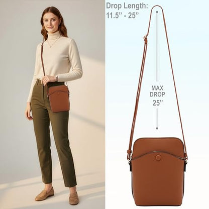 Small Crossbody Bag with Gold Hardware, Mini Shoulder Purse with Adjustable Strap - color: Tan