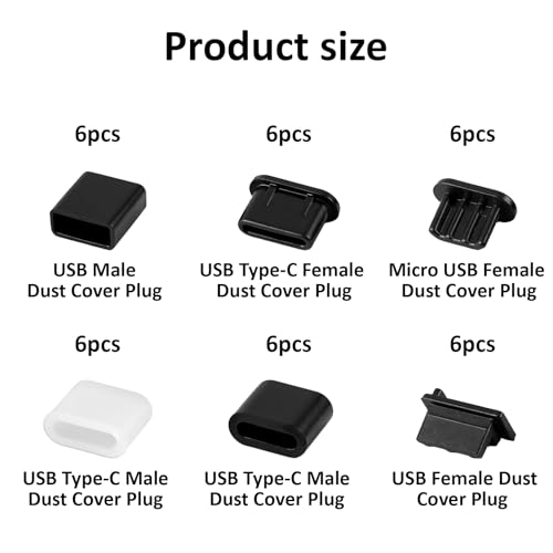 36 Pcs USB Anti Dust Cover Plugs Type-C Dust Stopper Port Protector