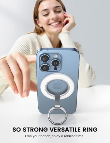 Lamicall Magnetic Phone Ring Grip Stand, Stable Dual-Hinge for MagSafe - color: Snow White