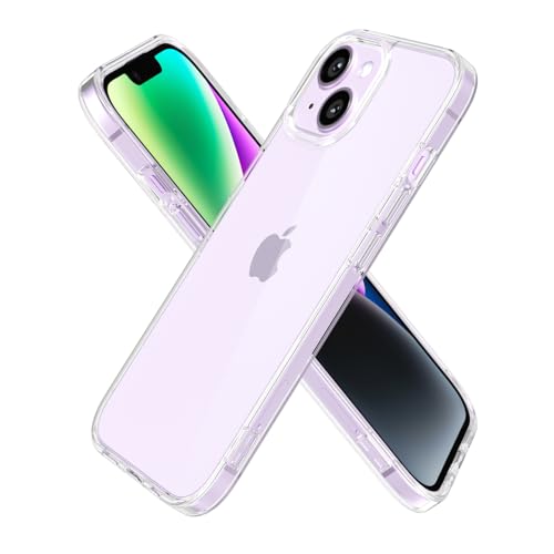 oakxco Clear Phone Case for iPhone 15 Plus/ 14 Plus Case, Thin Slim Transparent Hard Plastic Back & Soft Silicone Bumper, Cute Non Yellowing Hybrid TPU Frame Protective Cover for Women, Crystal Clear - color: Clear, size: 15 Plus/ 14 Plus