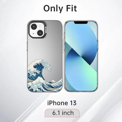 for iPhone 13 Case, TPU, Drop Protection, Waves | Matte Silver Back, Shockproof, Fade-resistant, Anti-yellow, Lens Protection, Precise Cutout, Slim grip, Waves - color: Waves, size: iPhone 13