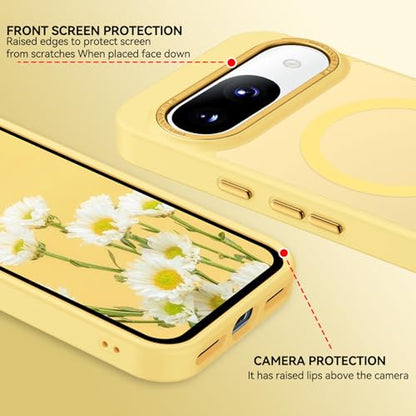 BENTOBEN for Google Pixel 9 Case [Compatible with Magsafe] Translucent Matte Magnetic Pixel 9 Case Slim Thin Shockproof Women Men Girls Boys Protective Phone Cases for Google Pixel 9 6.3", Yellow - color: Yellow