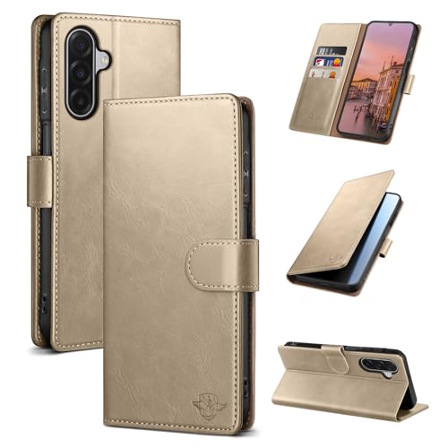 Wallet Case for Samsung Galaxy A17 5G, Golden | RFID-Blocking Card Holder, Kickstand, Magnetic Closure, PU Leather Folio Flip Cover, Protective Women Men Cases - color: Golden, size: SamsungGalaxy A17