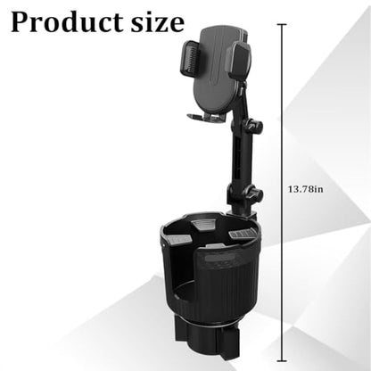 Adjustable Cup Holder Phone Mount 2-in-1 Vehicle Stand Black - color: Black