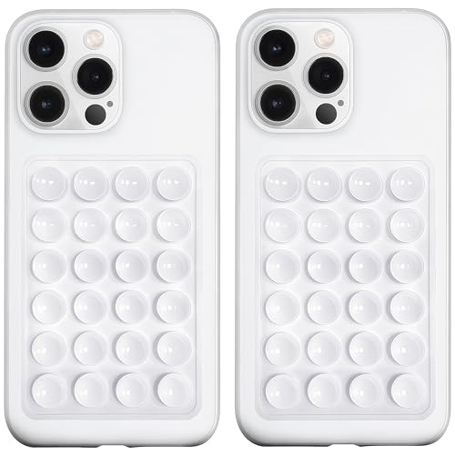 LvShuLiangPin Anteel 2 Pack Silicone Suction Phone Case Mount, Silicon Adhesive Phone Grip for Smartphones, Hands-Free Mirror Shower Phone Holder for Selfies, Tiktok Videos (White) - color: White