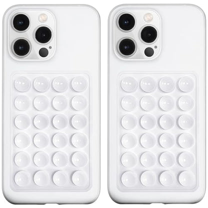 LvShuLiangPin Anteel 2 Pack Silicone Suction Phone Case Mount, Silicon Adhesive Phone Grip for Smartphones, Hands-Free Mirror Shower Phone Holder for Selfies, Tiktok Videos (White) - color: White