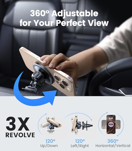 VICSEED for MagSafe Car Mount [Upgraded Strong Magnetic & Won't Break Vent] - color: Jet Black