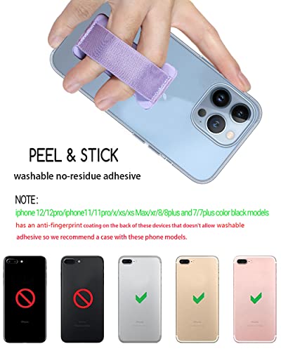 Phone Grip Holder for Hand, Universal Finger Strap Phone Holder, Finger Selfie Grip Compatible with Most Smartphones (Gold Purple) - 2Pack - color: Gold+Purple