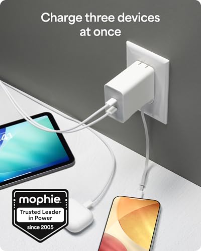 Mophie Speedport 67 GAN USB-C Charger Block - 67W Fast Wall Charger with 2 USB‑C PD Ports, Retractable Cable, Compact Foldable Prongs, Made with Recycled Materials, for Smartphones & Tablets - style: 67W