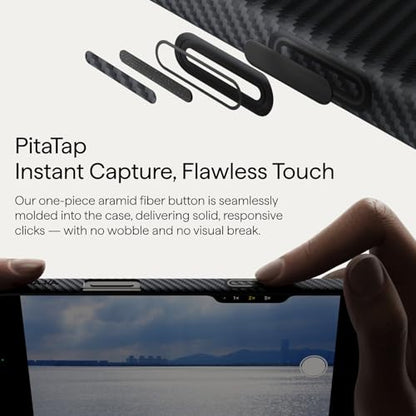 pitaka for iPhone 17 Pro Case 6.3" with Camera Control Button, Compatible with MagSafe, Ultra-Slim Case with Caseless Touch Feeling, 600D Aramid Fiber Woven, Black/Grey(Twill) - color: Black/Grey (Twill)