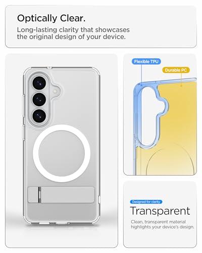 Spigen for Galaxy S26 Case, Ultra Hybrid S MagFit [Kickstand] [Compatible with MagSafe] [Fast Wireless Charging] - Clear White - size: Galaxy S26