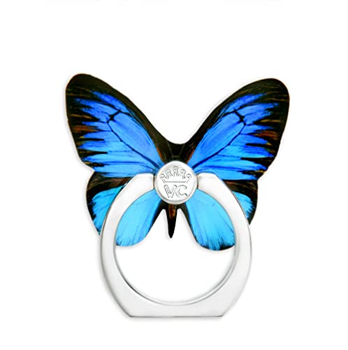 VELVET CAVIAR Cell Phone Ring Holder - Finger Ring & Stand - Improves Phone Grip Compatible with iPhone, Galaxy, Most Smartphones (Blue Butterfly) - color: Blue Butterfly