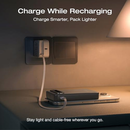 EF ECOFLOW Rapid Mag Power Bank, Qi2 Certified 15W Ultra-Fast MagSafe-Compatible Portable Charger, 10,000mAh Magnetic Power Charger with Foldable Stand, for iPhone 17/16/15. - color: Black