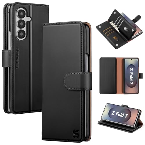 Shieldtop Compatible with Samsung Galaxy Z Fold 7 Wallet Case with Card Holder,Women Man RFID Blocking PU Leather Flip Shockproof Protective Cover Credit Card Holder Slots Kickstand,Black - color: Black, size: Samsung Galaxy Z Fold 7