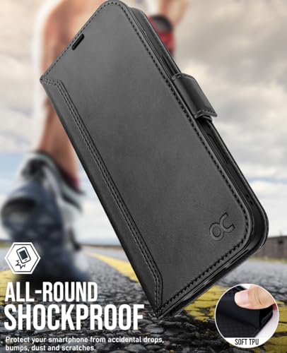 OCASE Compatible with iPhone 16 Pro Wallet Case, PU Leather Flip Folio Case with Card Holders RFID Blocking Kickstand [Shockproof TPU Inner Shell] Phone Cover 6.3 Inch 2024, Retro Graphite | RFID Blocking, Flip Case, Magnetic Clasp, PU Leather Wallet Case