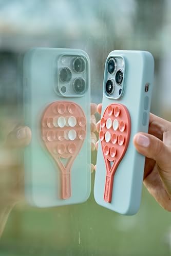 Silicone Suction Phone Mount - Hands-Free Padel Glass, Peach Pop - color: Peach Pop