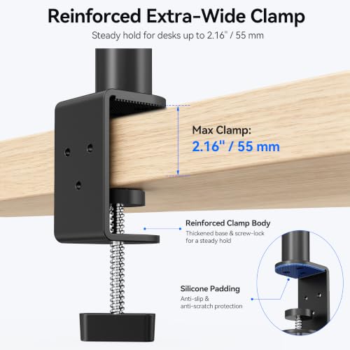 iPad Desk Mount Holder, Sturdy Aluminum Arm with C-Clamp for Desk & Bedside - size: Large