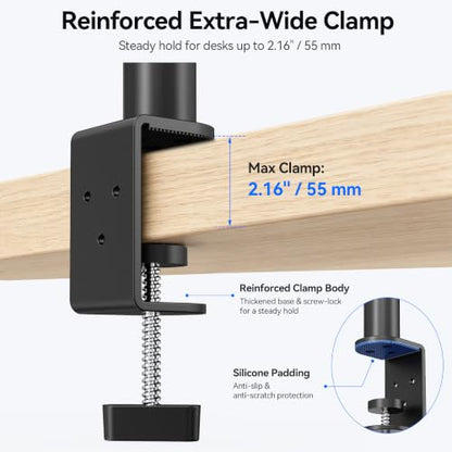 iPad Desk Mount Holder, Sturdy Aluminum Arm with C-Clamp for Desk & Bedside - size: Large