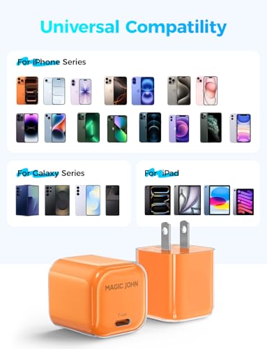 MAGIC JOHN 45W PD USB C Charger, Fast Charging Wall Power Adapte, Orange - color: Orange
