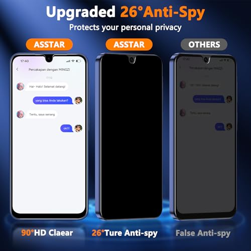 Asstar [2 Pack Privacy Screen Protector for Samsung Galaxy A17 5G - color: Black-Galaxy A17