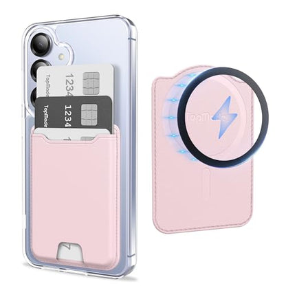TopMade for MagSafe Wallet, 4 Cards Holder, Strongest Magnetic Phone Wallet - color: Pink