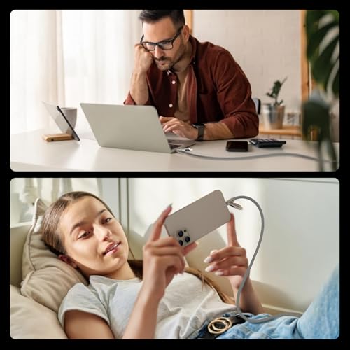 MFish USB C to USB C Cable, 240W 4 in 1 Charging Cable, Grey, 6.6FT - color: Grey, size: 6.6FT(Upgraded)