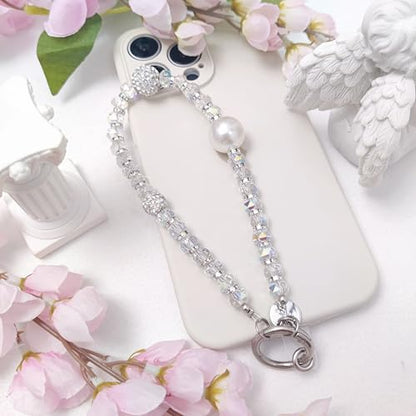 Cute Phone Wrist Strap Chic Beaded Cellphone Lanyard Phone Charm Grip Strap - color: Glitter Colorful