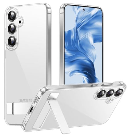 Designed for Samsung Galaxy S25 Case, Built in Hidden Kickstand Military Grade Drop Protection Never Yellowing Slim Thin Phone Case for Galaxy S25 Case 6.2"- Crystal Clear - color: Clear